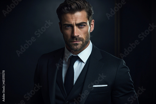 Generative AI photography magazine edition of handsome attractive man popular star celebrity isolated on grey background