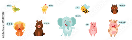 Cute Animal Making Sounds and Talking Vector Set