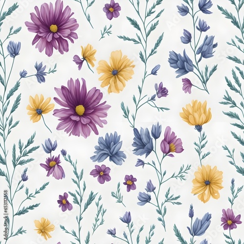 Wallpaper Mural Seamless pattern with flowers Torontodigital.ca