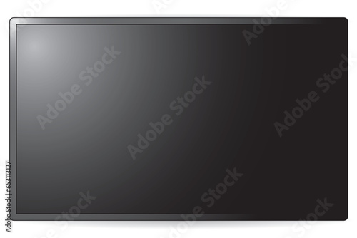 Flat screen LCD TV, modern style and wall mount design with sleek design.Black television template with empty space. Copy space. white background