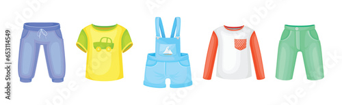 Clothes for Boys with Different Apparel and Garment Vector Set