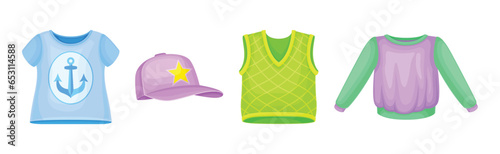 Clothes for Boys with Different Apparel and Garment Vector Set