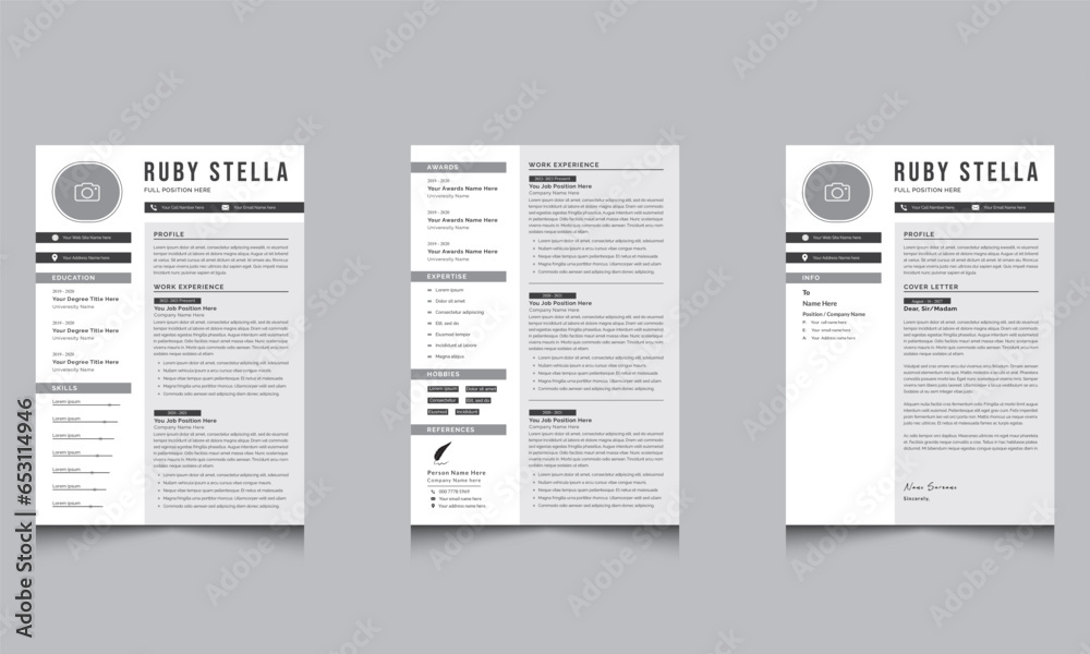 Resume and Curriculum Vitae Design Professional CV Template - obrazy, fototapety, plakaty 