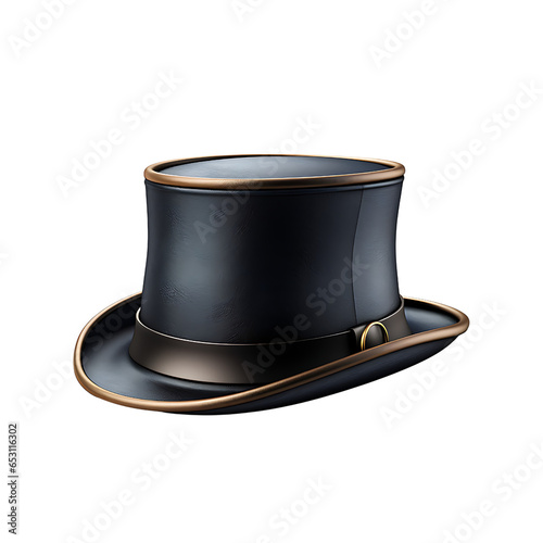 Black Top Hat Isolated on Transparent or White Background, PNG