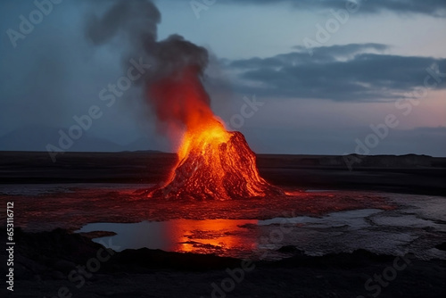 burning volcano in the volcano. 