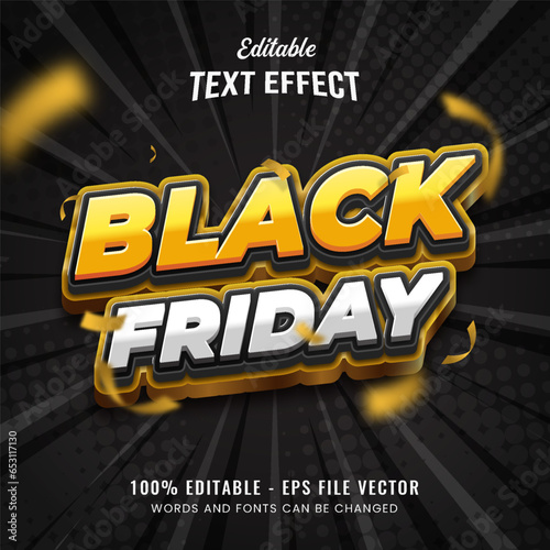 Black friday bold 3d editable vector text effect template  photo