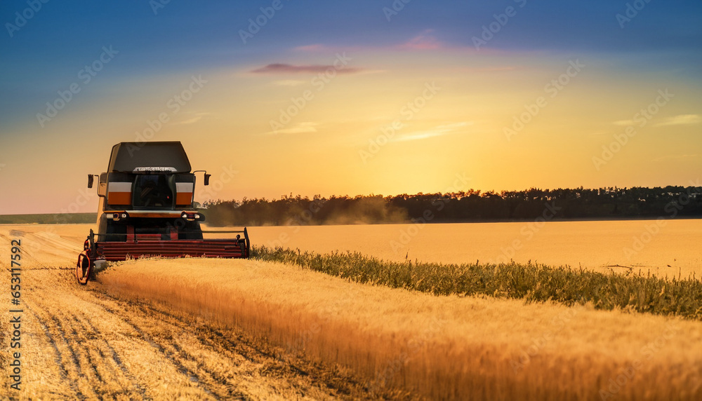 Fototapeta premium combine harvester on field