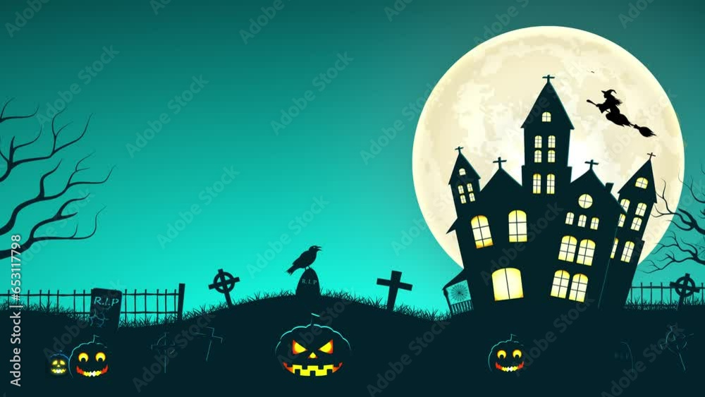 Happy Halloween Greeting Card and Banner 2D Animation Video.