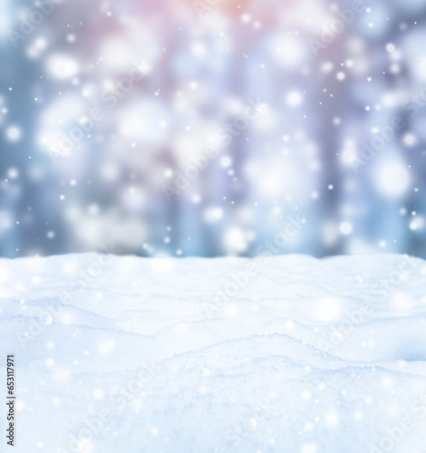 Winter background with snow and falling snowflakes. Blurred Christmas background © Алена Ягупа