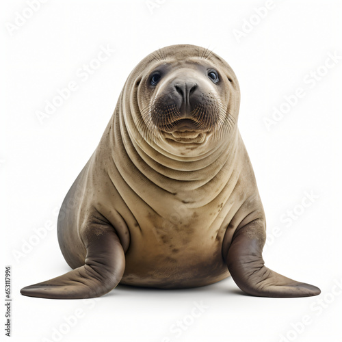 Elephant seal isolated on white background