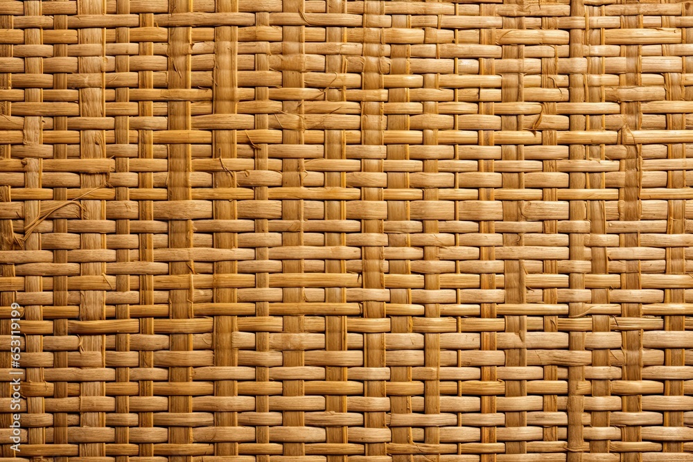 Reed mat with woven texture of crosshatched yellow or brown straws Reed mat with woven texture of crosshatched yellow or brown straws