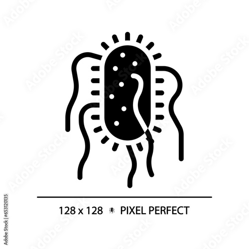 2D pixel perfect glyph style salmonella typhi icon, isolated vector, simple silhouette illustration representing bacteria.
