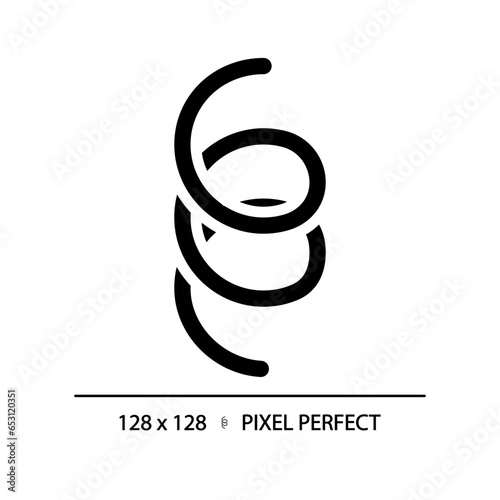 2D pixel perfect glyph style spirochete icon, isolated vector, simple silhouette illustration representing bacteria. photo