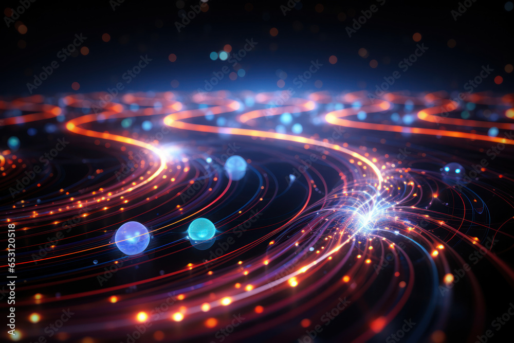 Obraz premium A visualization of quantum interference patterns, illustrating the constructive and destructive interference of quantum waves. Generative Ai.