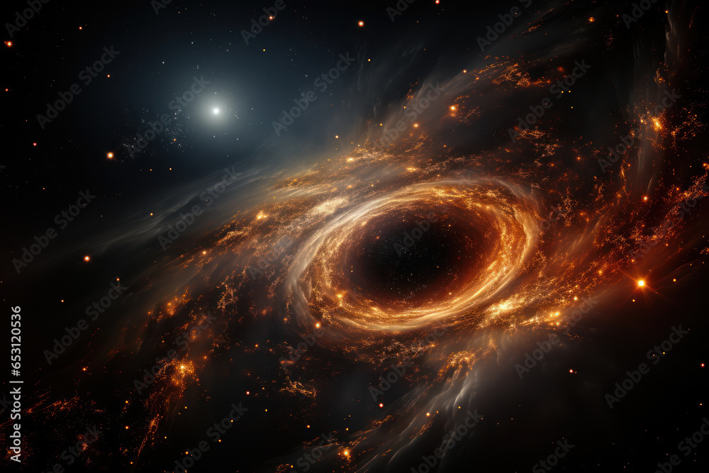 Obraz premium An illustration of a quantum black hole, representing the mysterious nature of quantum gravity. Generative Ai.