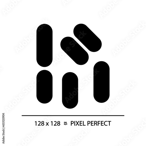 2D pixel perfect glyph style bacilli icon, isolated vector, simple silhouette illustration representing bacteria.