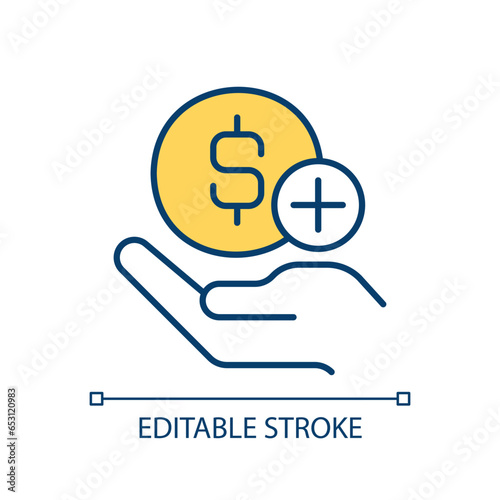 2D editable thin line extra income icon representing C2C, isolated vector, multicolor illustration.