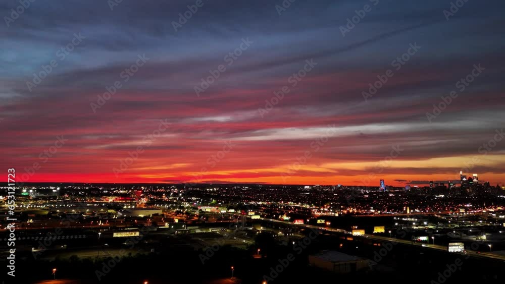 Aerial View of a Fire Sky Sunset Aerial View of a Fire Sky Sunset
