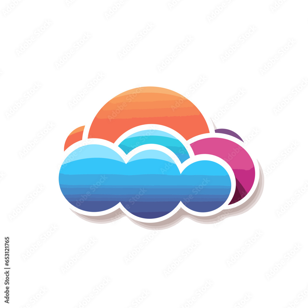 Kids furniture store filled outline gradient logo. Baby food. Child care. Rainbow clouds. Design element. Created with artificial intelligence. Ai art for corporate branding, educational app