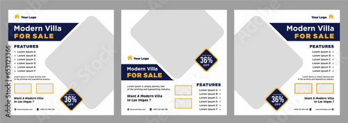 Real estate house social media post or square banner template
