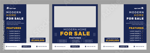 Real estate house social media post or square banner template
