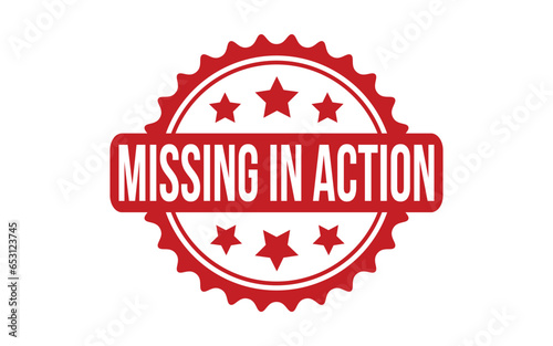 Missing In Action rubber grunge stamp seal vector