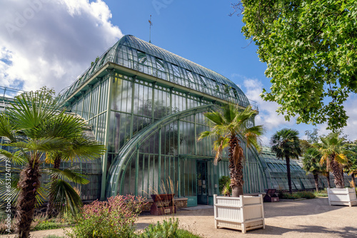 Old Greenhouse at the Jardin des Serres d'Auteuil in summer. This botanical gaden is a public park located in Paris, France photo
