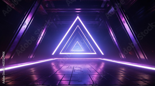 Futuristic Circle Sci Fi Dark Neon Lights Purple Blue