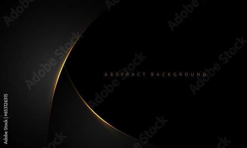 Abstract gold light curve on grey metallic with black blank space design modern luxury futuristic creative background vector