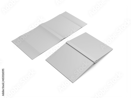White Blank Hardcover Book 3D Render Mockup - Dust Jacket Cover Front and Back
