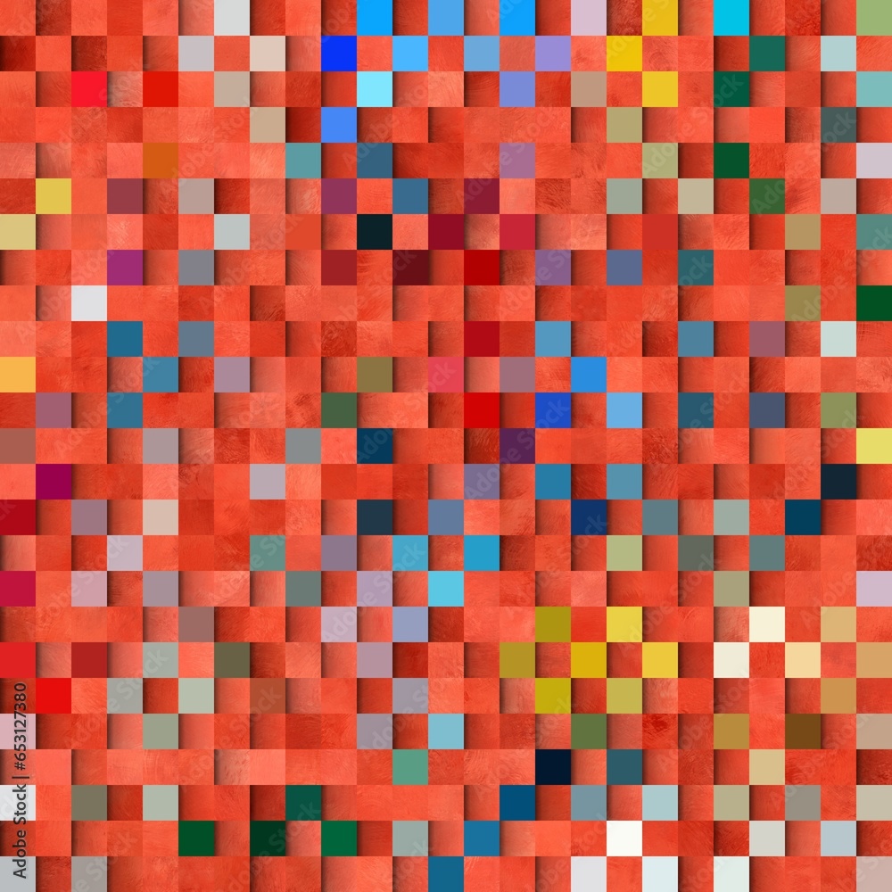 Fototapeta premium Abstract Geometrical Background. Pattern with textured squares shapes. Tile art.