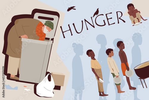 Hunger Collage Illustration