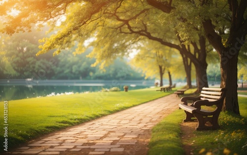 Beautiful garden in spring with nature views