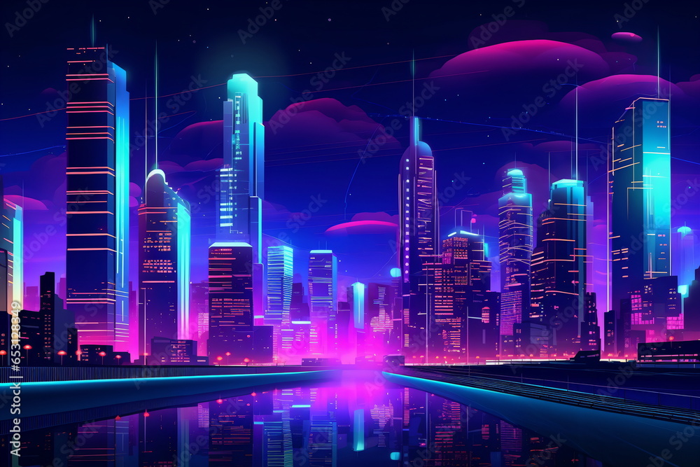 night city in the neon lighting night city in the neon lighting