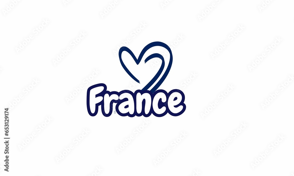 love for France with this heart-shaped design featuring the country's name- a perfect blend of affection and identity