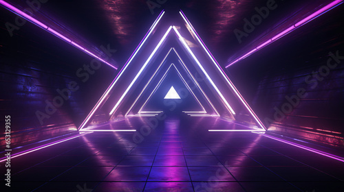 Futuristic Sci Fi Dark Neon Lights Purple Blue Future