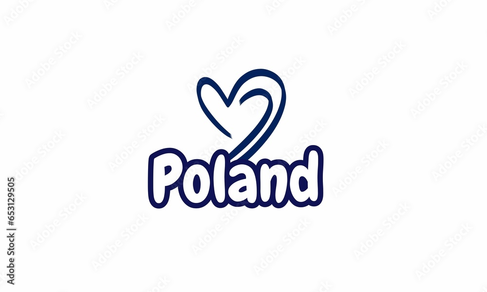 A stunning patriotic heart shape design featuring the beautiful Poland country name.
