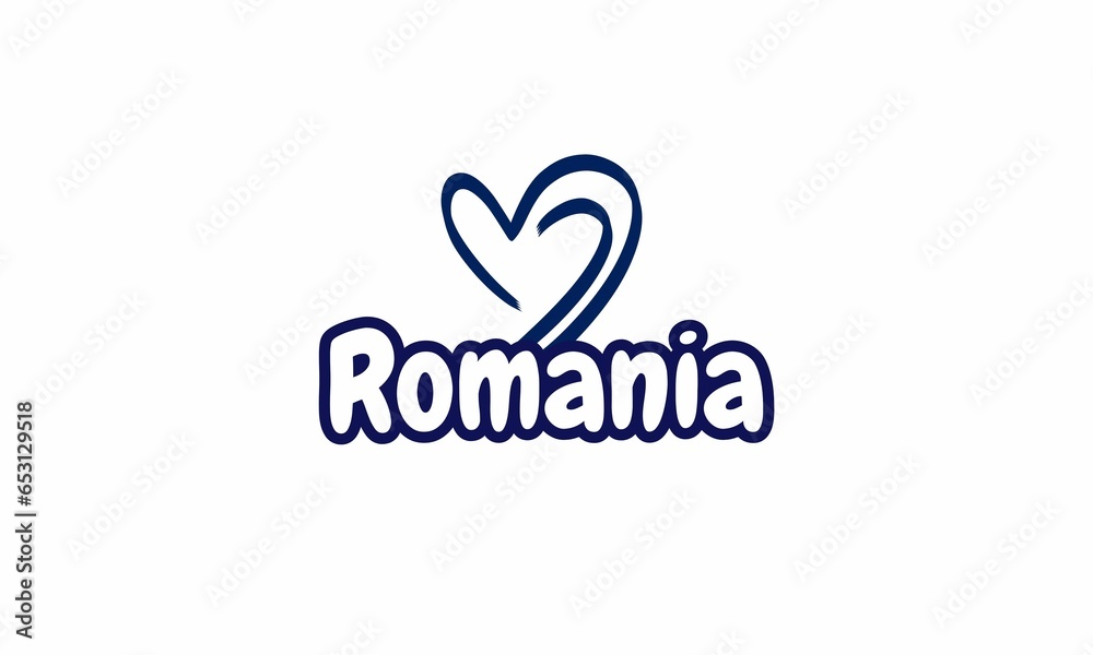 Elegantly designed 'Romania' in a heart shape, a symbol of love for this European nation.
