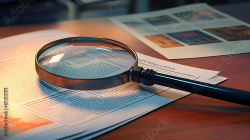 magnifying glass of a business news