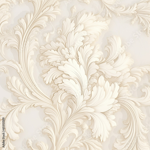 wallpaper of pattern with floral motifs in white and ivory colors
