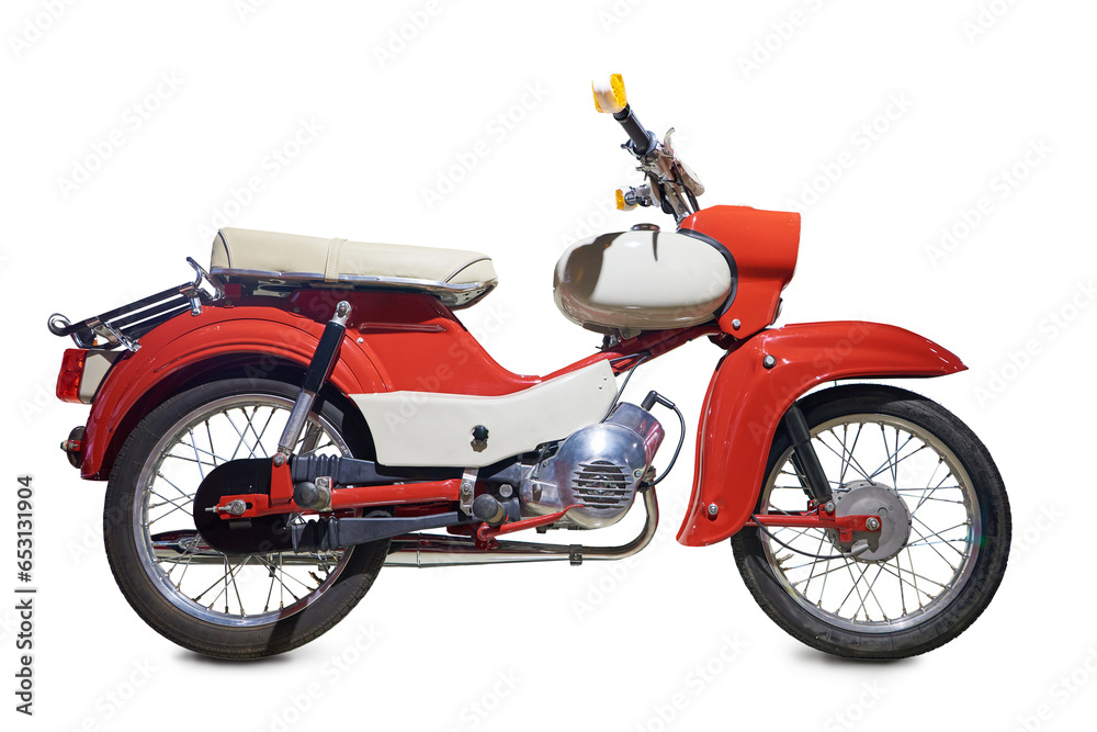 Obraz premium Vintage red motorcycle isolated white