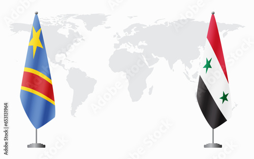 Democratic Republic of Congo and Syria flags for official meeting