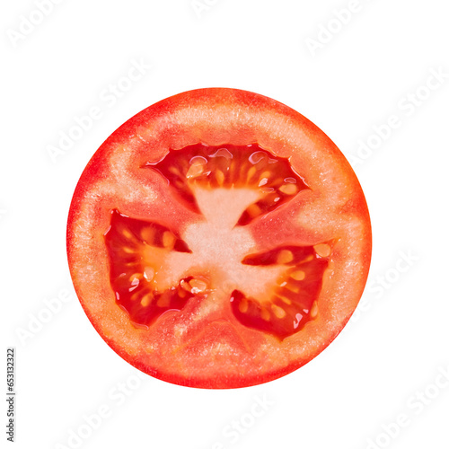 Slice of tomato isolated on transparent background. PNG