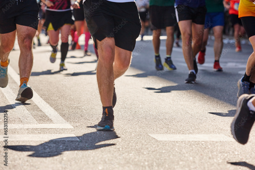 Runners on the street. Healthy lifestyle. Jogging exercise. Athletics