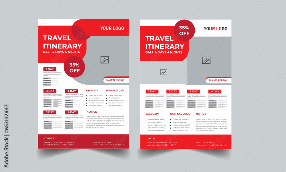 Travel Itinerary Flyer Travel Itinerary Flyer