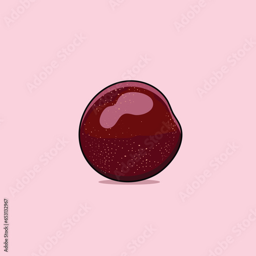 Whole Fresh And Juicy Red Plum Fruit Ripe Plum Fruit On Soft Pink Background Vector Illustration