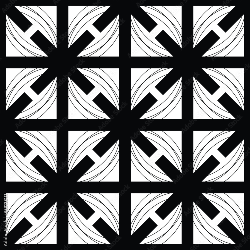 Seamless Geometric Black and White Abstract Pattern