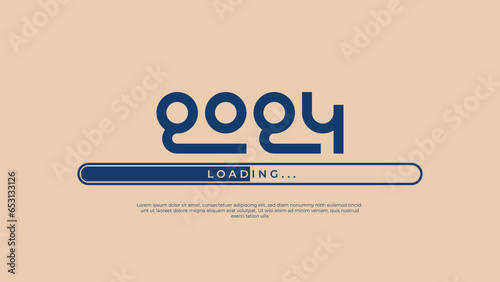 2024 target business planning concept with loading bar, vector illustration for graphic design in flat style.