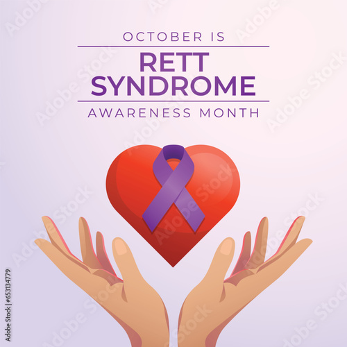 Rett Syndrome Awareness Month design template good for celebration usage. purple ribbon vector design. purple ribbon illustration. flat design. vector eps 10.