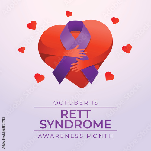 Rett Syndrome Awareness Month design template good for celebration usage. purple ribbon vector design. purple ribbon illustration. flat design. vector eps 10. photo